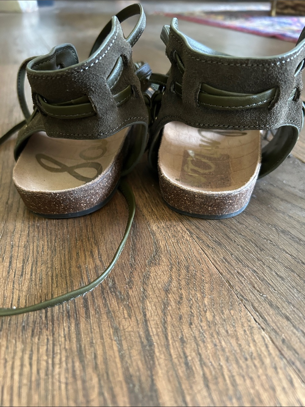 Sam Edelman Olive Green Fringe Lace-Up Sandals - Picture 5 of 5